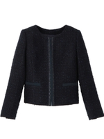 [L]ファンシーツイードノーカラージャケット/ブラック(419)