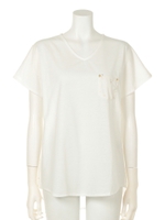 【chille anap】発泡プリントVネックトップス/GRY