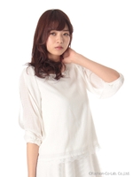 シャドーチェック袖変化7分BL 2/ベージュ