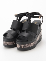 パイソンウェッジサンダル/ベージュ