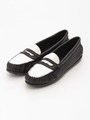 DEERSKIN PENNY LOAFER/BLK/WHT