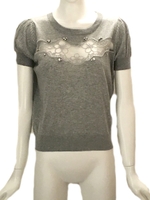 チュール刺繍ニット トップス/WH