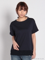 トーションレースカットソー/ネイビー