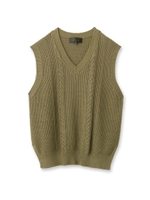 編地変化ニットベスト/ブルー系(094)