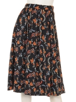 【CASUAL】ペイズリーフラワータックフレアSK/ネイビー