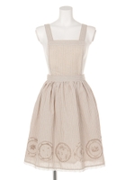 【F i.n.t】お皿プリントエプロンワンピース/BEIGE