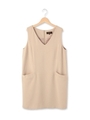 ダブルフェイスサテンV字ワンピース/ライトベージュ(051)