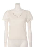 3Dフラワースリーブニットプルオーバー/ベージュ