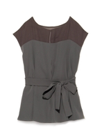 [Balcony and Bed]ジョーゼット×シフォンブラウス/BLK