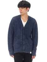 【AZUL by moussy】SWケーブルニットVカーデ/NVY