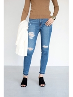 【AZUL by moussy】クラッシュスキニーデニム/BLU