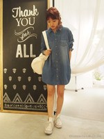 【Casual】テンセルデニムミドル丈シャツOP/ブルー