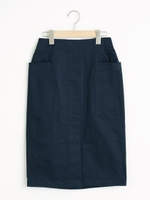 コットンサテン2ポケットタイトスカート/カーキグリーン