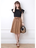 サイド釦スカート(キャメル)/キャメル