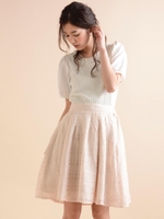 シアーチェック柄スカート/ベージュ