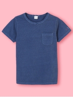 F Champion製品染めポケットTシャツ/サックスブルー