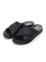 【KAREN LIPPS】ARAN GLITTER FLAT SANDAL/BLACK MID