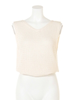 【chille anap】サマーニットシフォンリボントップス/GRY