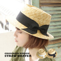 グログランリボン ストローカンカン帽