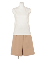 ドライミラノリブセットアップ/ホワイト×ベージュ