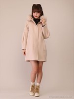 フォックスファー付コクーンコート/アイボリー