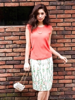 フラワー刺繍スカート/オフホワイト