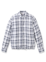 リネンプレイド ドロストシャツ/ホワイト(201)