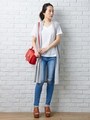 【美人百花 2016年6月号掲載】裾フリンジクラッシュ加工スキニー/PT/デニム/ブルー