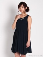 ジョーゼットウエストタックワンピース/ピンク