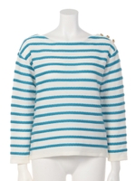 スレッドボーダーキンボタンプルオーバー/サックス