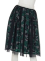 花柄プリントチュールスカート/グリーン