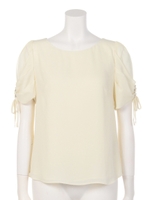 袖ギャザーリボンブラウス/ホワイト