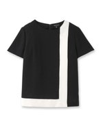 配色ライン半袖ブラウス/ネイビー(093)