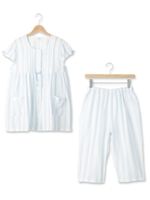 narue(ナルエー) Wガーゼ エアリーストライプ上下ナイティ/サックス(190)