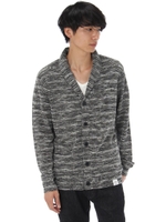 【AZUL by moussy】スラブシャドーボーダーショールカーデ/WHT