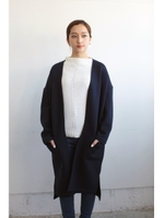 【AZUL by moussy】ダンボールニットガウンコート/T.GRY