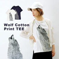 オーガニックコットン オオカミプリントTシャツ