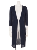 キュプラリブ編みニットカーディガン/NAVY