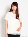 シルケット天竺×チュール刺繍MIXTシャツ/ホワイト