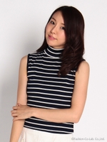 プチハイネックラメボーダーカットトップス/ネイビー