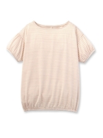 ボーダー半袖ニットプルオーバー/ネイビー(393)