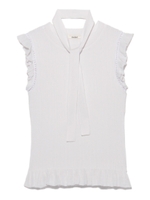 ボウタイ付きニットプルオーバー/SAX