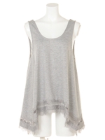 裾レースタンクトップ/ブラック