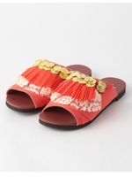 BFC プリーツフラットサンダル/Navy