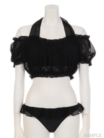 [shorekulani]シフォンパフスリーブビキニ/ブラック