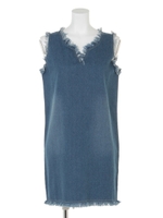 【chilleanap】フリンジデニムノースリワンピース/BL