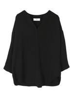 スキッパードロップブラウス/ブラック