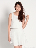 ストライプ柄トップス＋スカートSET UP/サックス