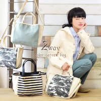 パターンキャンバス＆デニム2WAYショルダーバッグ