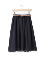 メッシュべルト付ボイルギャザースカート/ナチュラル(050)
